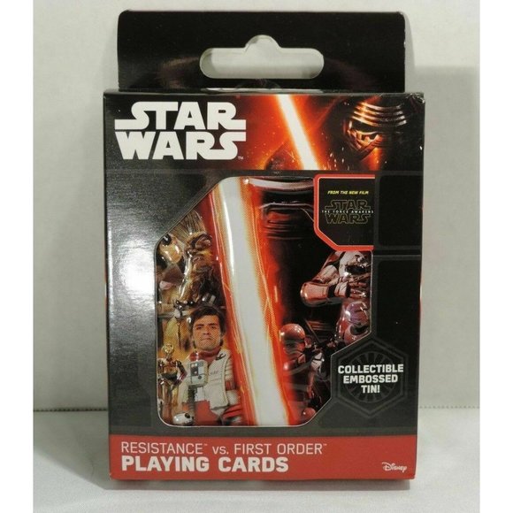 Star Wars The Force Awakens Resistance vs First Order Playing Cards Tin Disney - Picture 12 of 12